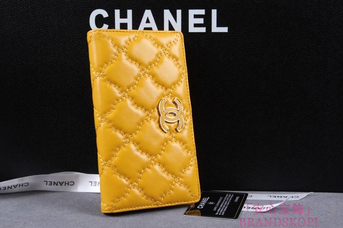 シャネル 長財布 CHANEL 財布 二つ折り  マトラッセ  ラムスキン イエロー A61667