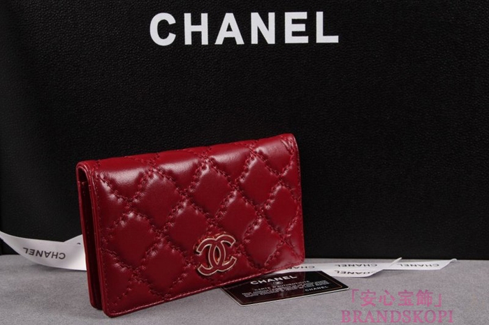 シャネル 長財布 CHANEL 財布 二つ折り  マトラッセ  ラムスキン ブルゴーニュ A61667
