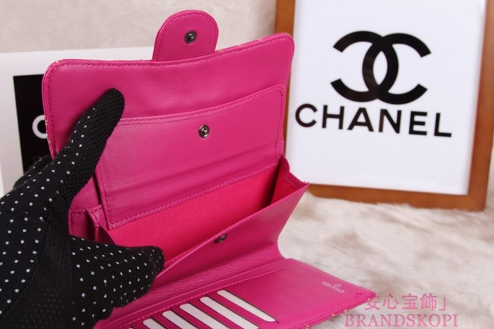 シャネル CHANEL 長財布 3折 タイムレスクラシック マトラッセ ゴールドライン ラムスキン ローズ A46518