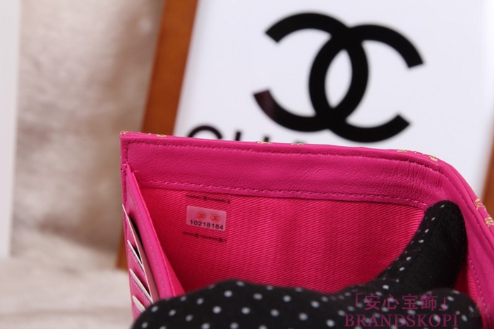 シャネル CHANEL 長財布 3折 タイムレスクラシック マトラッセ ゴールドライン ラムスキン ローズ A46518