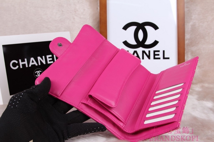シャネル CHANEL 長財布 3折 タイムレスクラシック マトラッセ ゴールドライン ラムスキン ローズ A46518