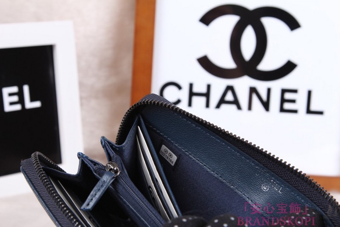 シャネル 長財布 財布  ラウンドファスナー レディース BOY CHANEL/ボーイシャネル ラムスキン キルティング マトラッセ ブルー A48652