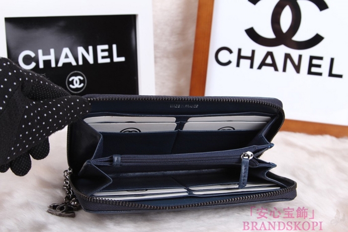 シャネル 長財布 財布  ラウンドファスナー レディース BOY CHANEL/ボーイシャネル ラムスキン キルティング マトラッセ ブルー A48652