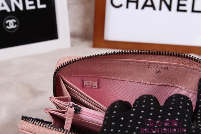 シャネル 長財布 財布  ラウンドファスナー レディース BOY CHANEL/ボーイシャネル ラムスキン キルティング マトラッセ ピンク A48652