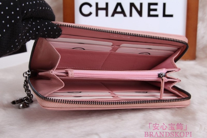 シャネル 長財布 財布  ラウンドファスナー レディース BOY CHANEL/ボーイシャネル ラムスキン キルティング マトラッセ ピンク A48652