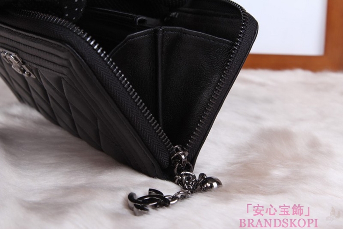 シャネル 長財布 財布  ラウンドファスナー レディース BOY CHANEL/ボーイシャネル ラムスキン キルティング マトラッセ ブラック A48652