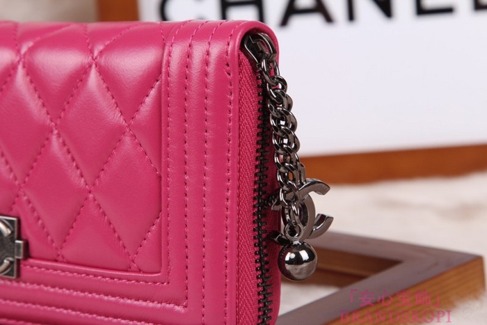 シャネル 長財布 財布  ラウンドファスナー レディース BOY CHANEL/ボーイシャネル ラムスキン キルティング マトラッセ ローズ A48652