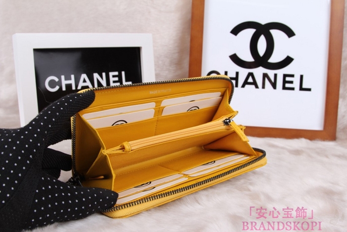 シャネル 長財布 財布  ラウンドファスナー レディース BOY CHANEL/ボーイシャネル ラムスキン キルティング マトラッセイエロー A48652