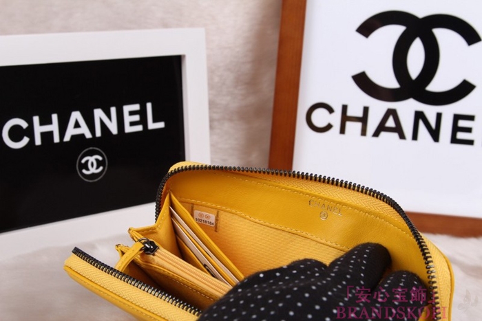 シャネル 長財布 財布  ラウンドファスナー レディース BOY CHANEL/ボーイシャネル ラムスキン キルティング マトラッセイエロー A48652