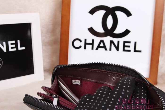 シャネル CHANEL ラウンドファスナー財布 長財布 マトラッセ レディース ラムスキン ブラック*クラレット A68931