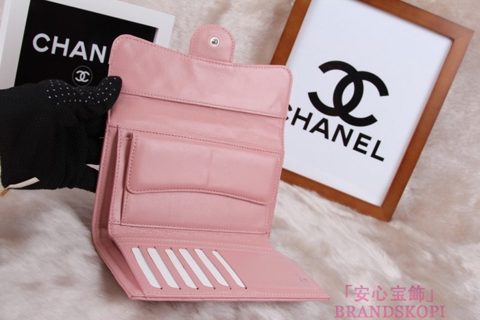 シャネル CHANEL 長財布 3折 タイムレスクラシック マトラッセ ラムスキン ピンク A46518
