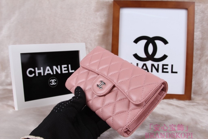 シャネル CHANEL 長財布 3折 タイムレスクラシック マトラッセ ラムスキン ピンク A46518