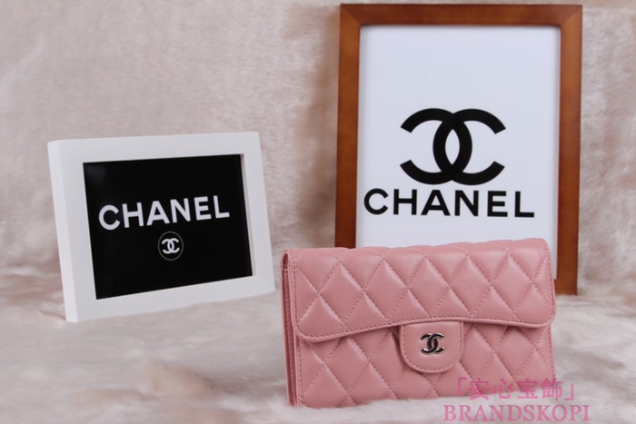 シャネル CHANEL 長財布 3折 タイムレスクラシック マトラッセ ラムスキン ピンク A46518