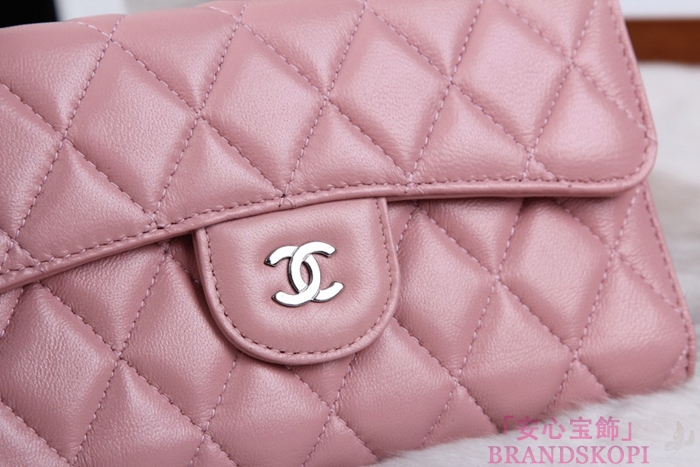 シャネル CHANEL 長財布 3折 タイムレスクラシック マトラッセ ラムスキン ピンク A46518