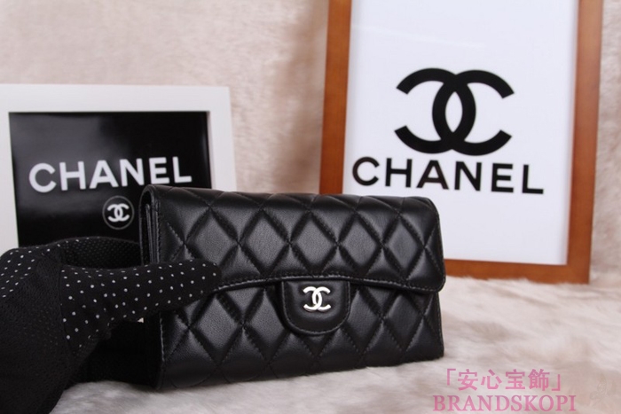 シャネル CHANEL 長財布 3折 タイムレスクラシック マトラッセ ラムスキン ブラック A46518