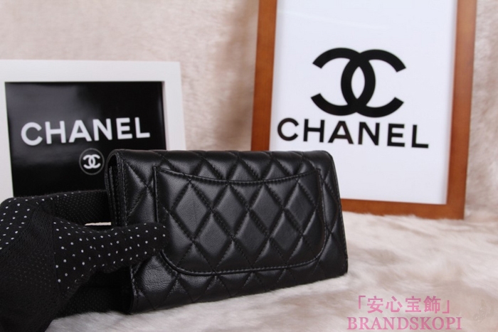 シャネル CHANEL 長財布 3折 タイムレスクラシック マトラッセ ラムスキン ブラック A46518