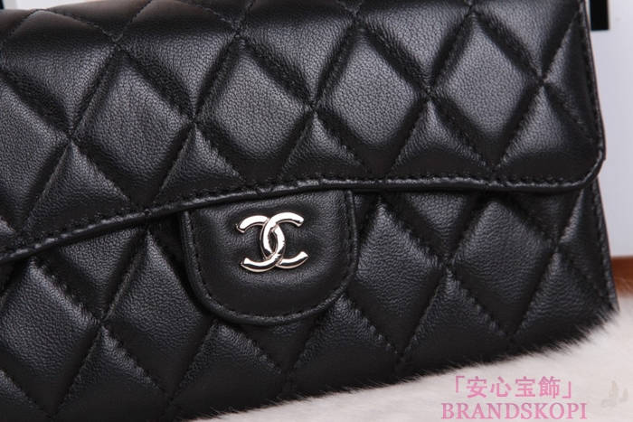 シャネル CHANEL 長財布 3折 タイムレスクラシック マトラッセ ラムスキン ブラック A46518