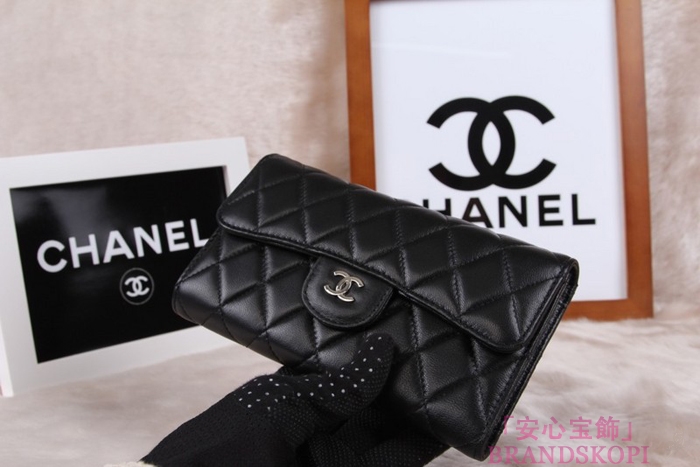 シャネル CHANEL 長財布 3折 タイムレスクラシック マトラッセ ラムスキン ブラック A46518