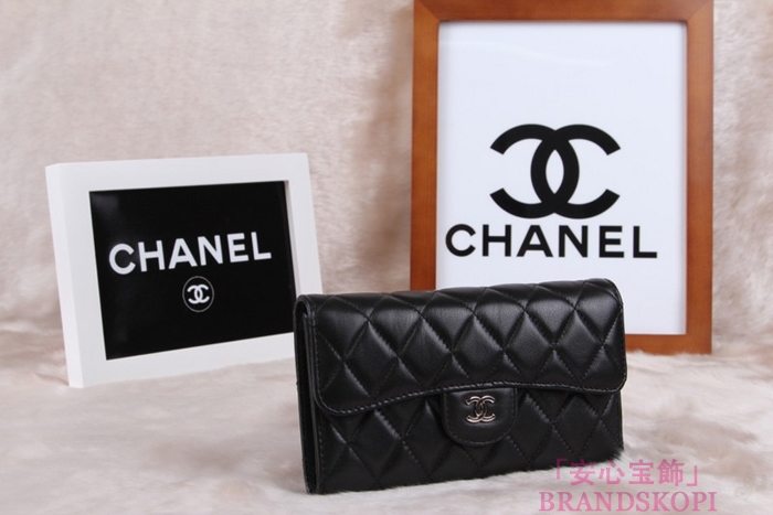 シャネル CHANEL 長財布 3折 タイムレスクラシック マトラッセ ラムスキン ブラック A46518