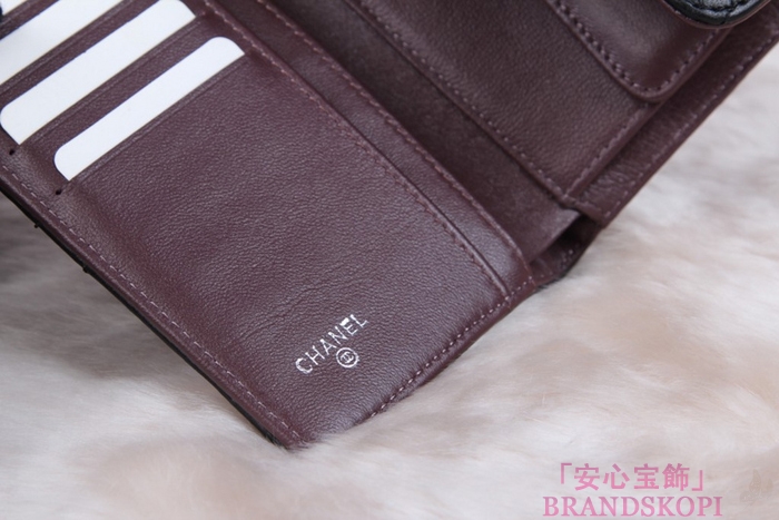 シャネル CHANEL 長財布 3折 タイムレスクラシック マトラッセ ラムスキン ブラック*クラレット A46518