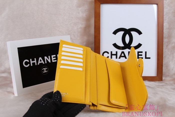 シャネル CHANEL 長財布 3折 タイムレスクラシック マトラッセ ラムスキン イエロー A46518