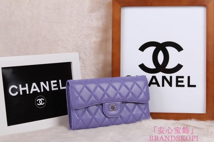 シャネル CHANEL 長財布 3折 タイムレスクラシック マトラッセ ラムスキン ライラック A46518