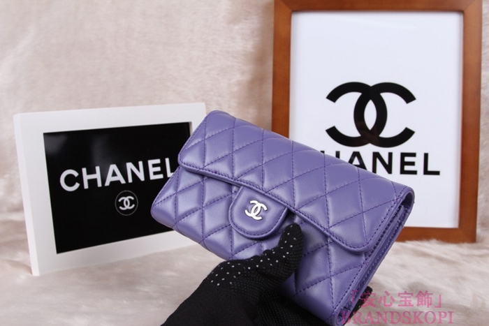 シャネル CHANEL 長財布 3折 タイムレスクラシック マトラッセ ラムスキン ライラック A46518