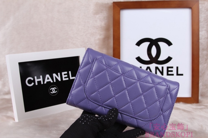 シャネル CHANEL 長財布 3折 タイムレスクラシック マトラッセ ラムスキン ライラック A46518