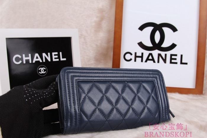 シャネル 長財布 CHANEL 財布 二つ折り フラップ キルティング マトラッセ  ラムスキン ブルー A48651