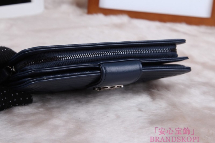 シャネル 長財布 CHANEL 財布 二つ折り フラップ キルティング マトラッセ  ラムスキン ブルー A48651