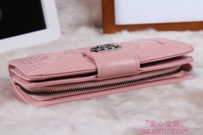 シャネル 長財布 CHANEL 財布 二つ折り フラップ キルティング マトラッセ  ラムスキン ピンク A48651