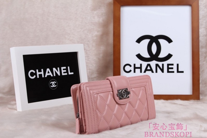 シャネル 長財布 CHANEL 財布 二つ折り フラップ キルティング マトラッセ  ラムスキン ピンク A48651