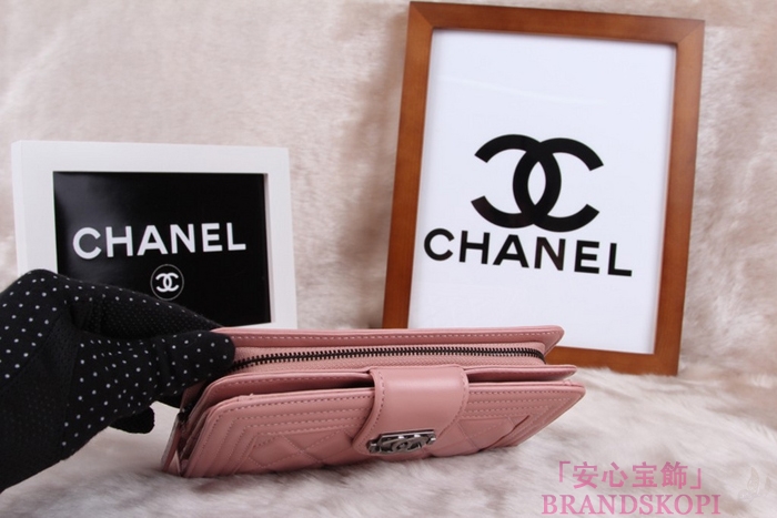 シャネル 長財布 CHANEL 財布 二つ折り フラップ キルティング マトラッセ  ラムスキン ピンク A48651