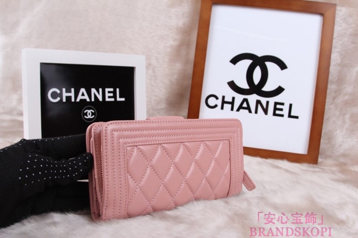 シャネル 長財布 CHANEL 財布 二つ折り フラップ キルティング マトラッセ  ラムスキン ピンク A48651