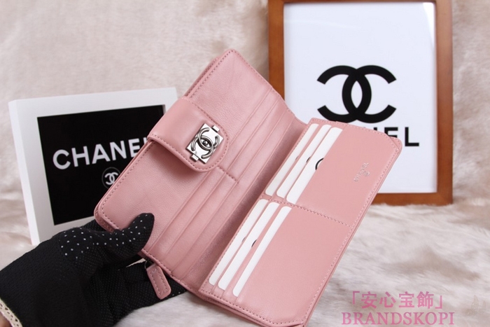シャネル 長財布 CHANEL 財布 二つ折り フラップ キルティング マトラッセ  ラムスキン ピンク A48651
