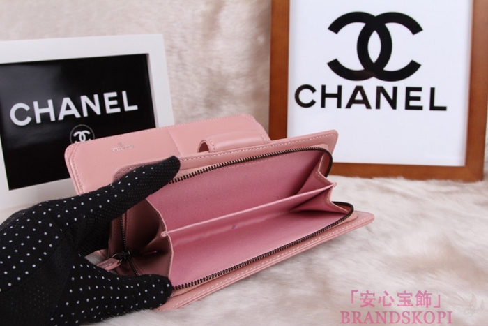 シャネル 長財布 CHANEL 財布 二つ折り フラップ キルティング マトラッセ  ラムスキン ピンク A48651