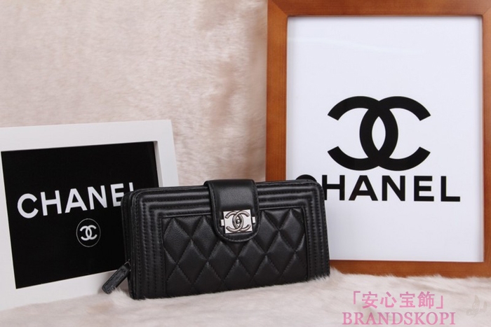 シャネル 長財布 CHANEL 財布 二つ折り フラップ キルティング マトラッセ  ラムスキン ブラック A48651