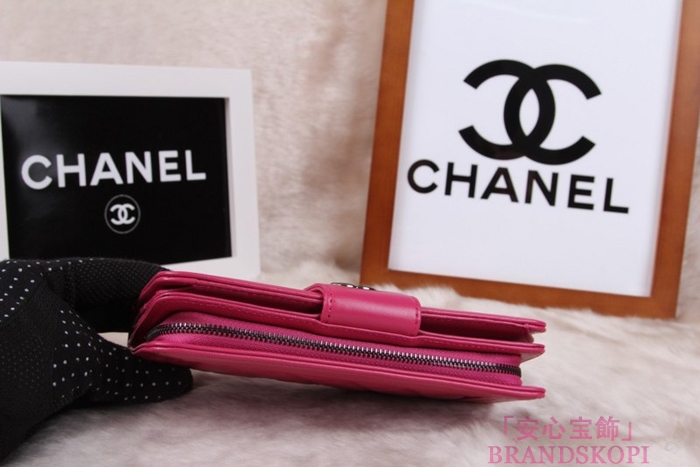 シャネル 長財布 CHANEL 財布 二つ折り フラップ キルティング マトラッセ  ラムスキン ローズ A48651