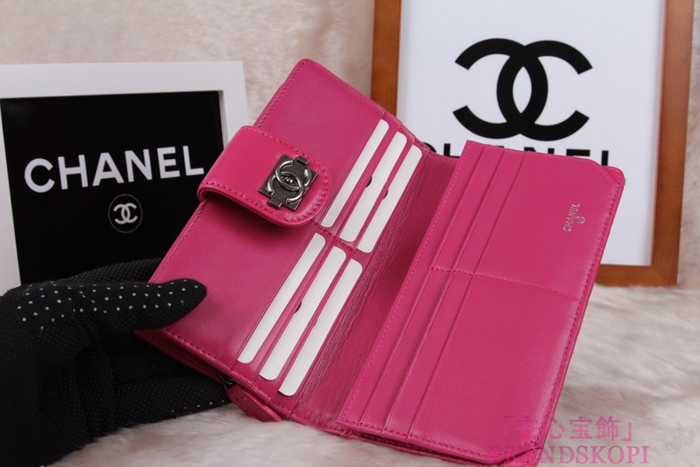 シャネル 長財布 CHANEL 財布 二つ折り フラップ キルティング マトラッセ  ラムスキン ローズ A48651