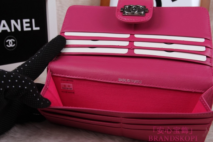 シャネル 長財布 CHANEL 財布 二つ折り フラップ キルティング マトラッセ  ラムスキン ローズ A48651