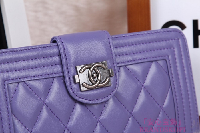 シャネル 長財布 CHANEL 財布 二つ折り フラップ キルティング マトラッセ  ラムスキン ライラック A48651