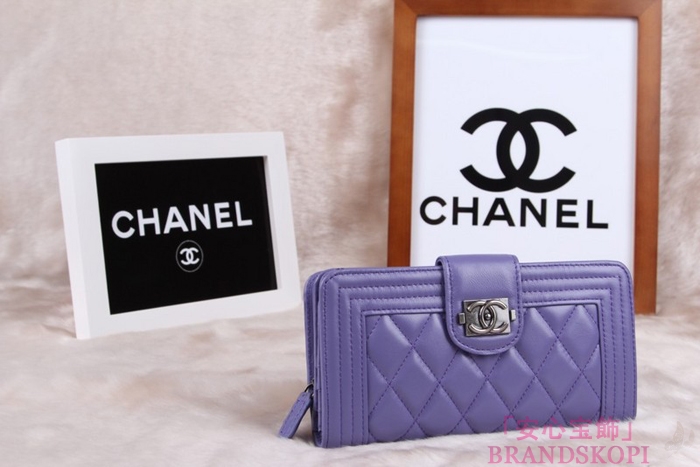 シャネル 長財布 CHANEL 財布 二つ折り フラップ キルティング マトラッセ  ラムスキン ライラック A48651