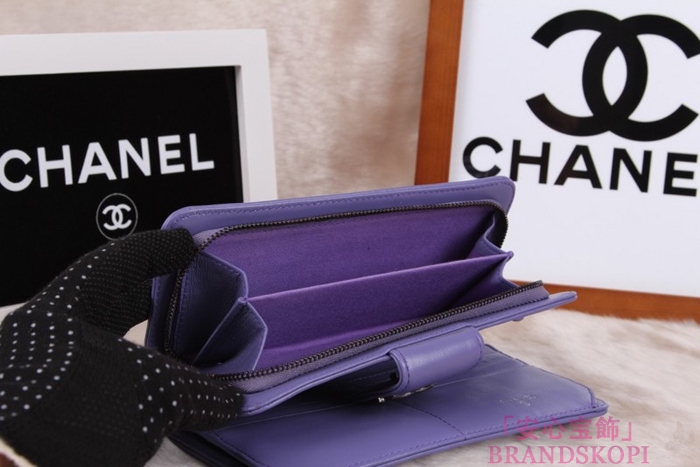 シャネル 長財布 CHANEL 財布 二つ折り フラップ キルティング マトラッセ  ラムスキン ライラック A48651