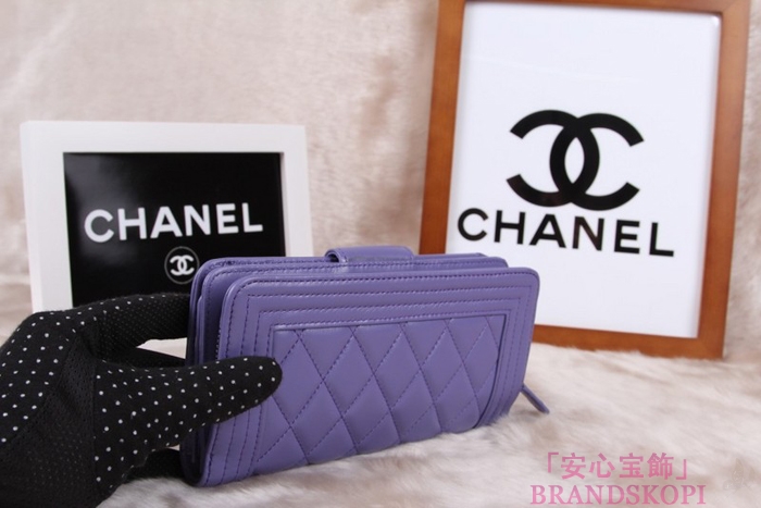 シャネル 長財布 CHANEL 財布 二つ折り フラップ キルティング マトラッセ  ラムスキン ライラック A48651