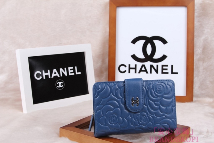 シャネル CHANEL カメリアエンボス 財布 二つ折り ブラック A50087