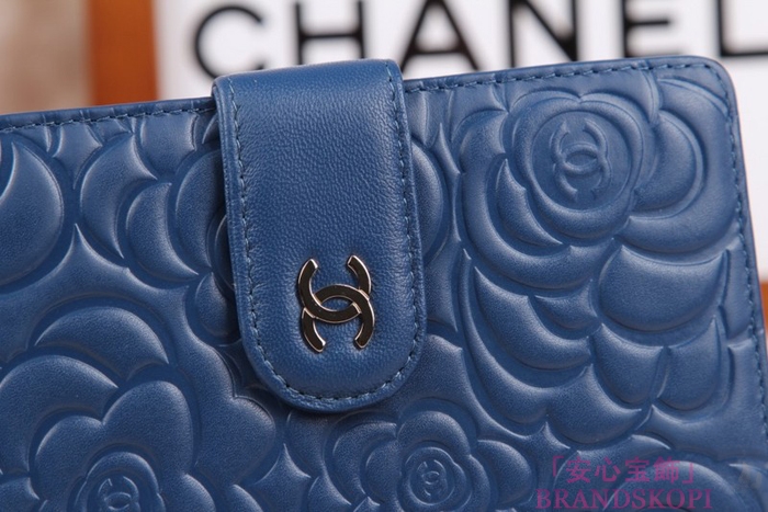 シャネル CHANEL カメリアエンボス 財布 二つ折り ブラック A50087