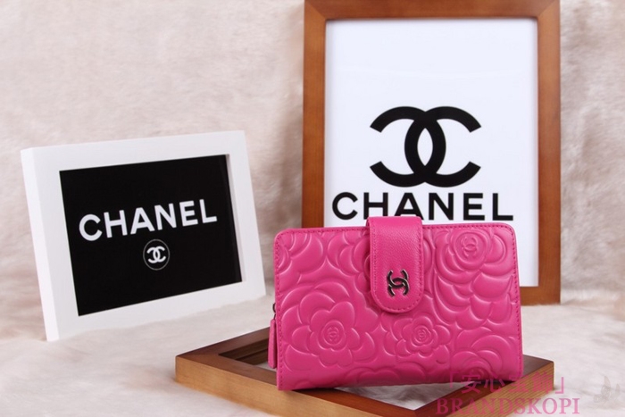 シャネル CHANEL カメリアエンボス 財布 二つ折り ローズ A50087