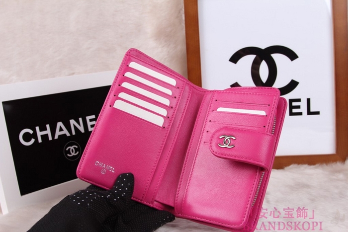 シャネル CHANEL カメリアエンボス 財布 二つ折り ローズ A50087