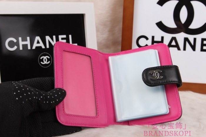 シャネル CHANEL カメリアエンボス 二つ折財布 ブラック*ローズ A50089