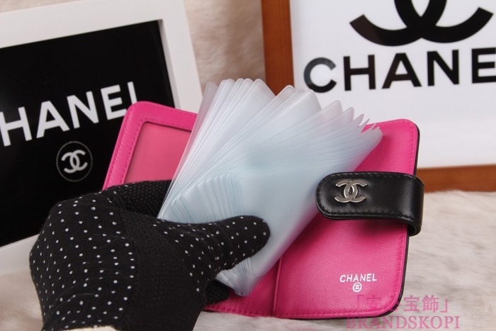 シャネル CHANEL カメリアエンボス 二つ折財布 ブラック*ローズ A50089